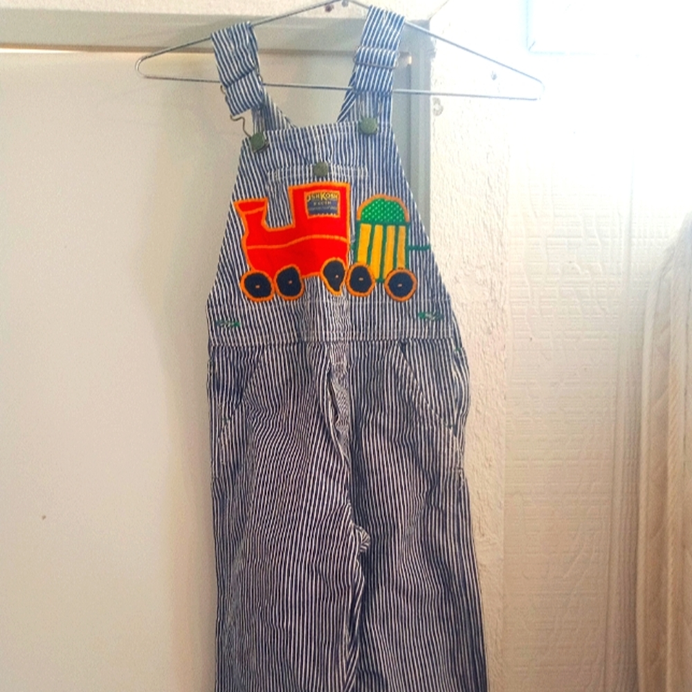 Vintage Oshkosh B'Gosh Train Overalls with Stripes